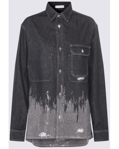 JW Anderson Dark Cotton Denim Shirt Jacket - Gray