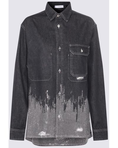 JW Anderson Dark Cotton Denim Shirt Jacket - Grey