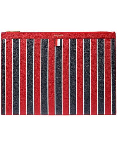 Thom Browne Leather Flat Pouch - Red