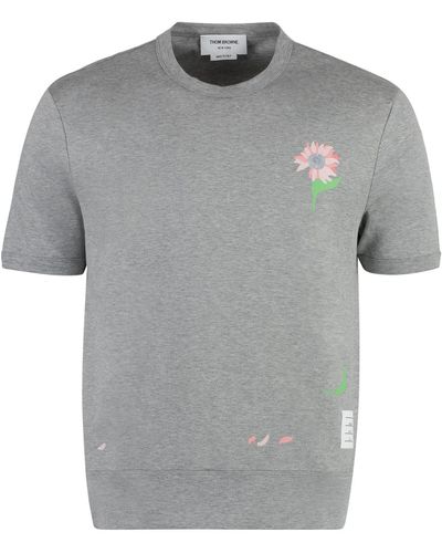 Thom Browne Cotton Crew-neck T-shirt - Grey