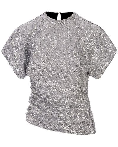 Rabanne Asymmetrical Top With Sequins - Grey