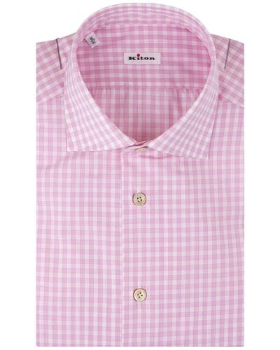 Kiton Check Shirt - Pink