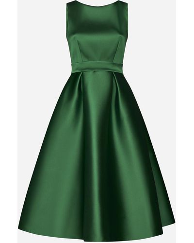 P.A.R.O.S.H. Mini Dress With Satin Flared Skirt - Green