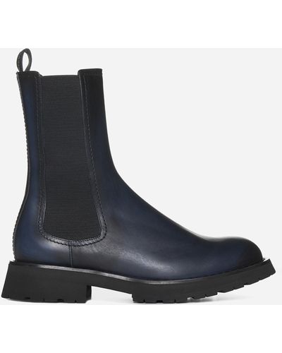 Alexander McQueen Leather Chelsea Boots - Blue