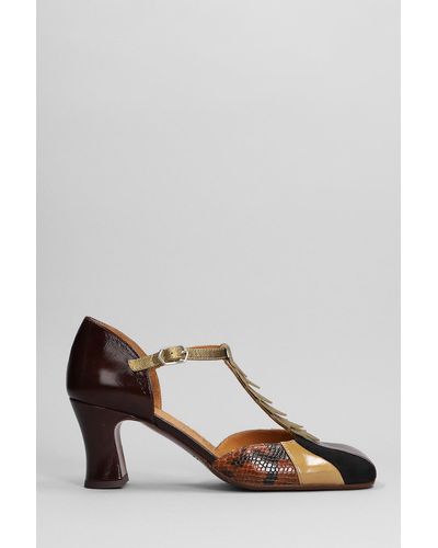 Chie Mihara Prita Court Shoes In Dark Brown Suede And Leather