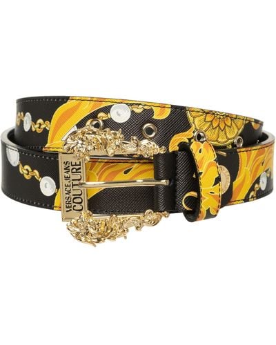Versace Chain Couture Leather Belt - Yellow