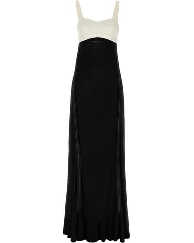 Victoria Beckham Cutout Two-tone Satin And Crepe Maxi Dress - Black