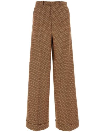 Gucci Embroidered Polyester Blend Pant - Brown