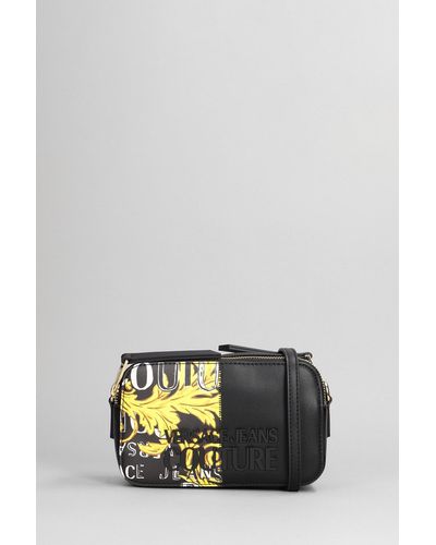 Versace Hand Bag In Black Faux Leather
