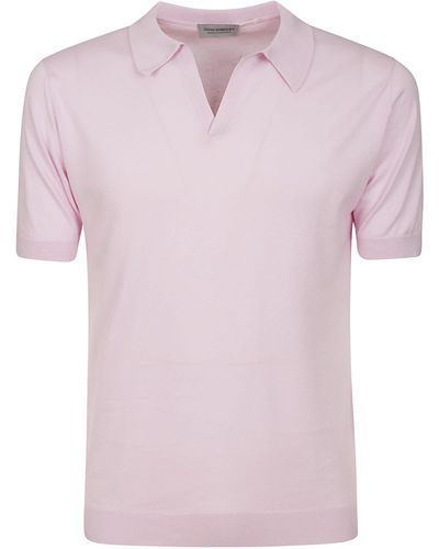 John Smedley Noah Skipper Collar Shirt Ss - Pink