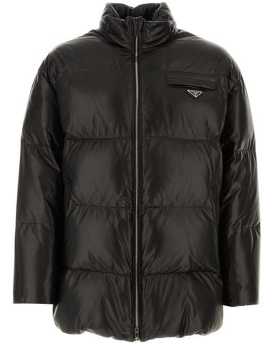Prada Nappa Leather Down Jacket - Black