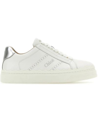 Chloé Leather Lauren Trainers - White