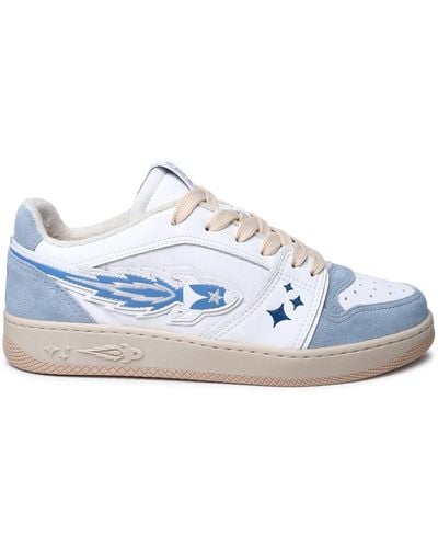 ENTERPRISE JAPAN Two-Tone Leather Trainers - Blue