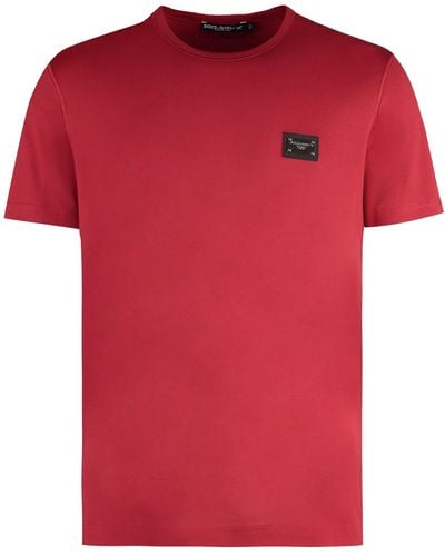 Dolce & Gabbana Cotton Crew-Neck T-Shirt - Red
