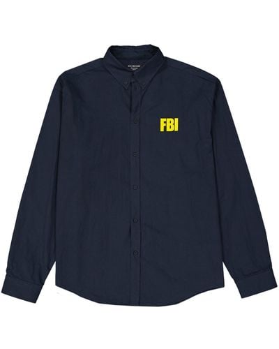 Balenciaga Fbi Cotton Shirt - Blue