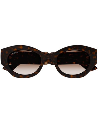Gucci La Piscine Oval-frame Sunglasses - Brown