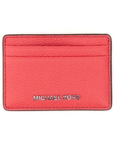 MICHAEL Michael Kors Leather Card Holder - Red