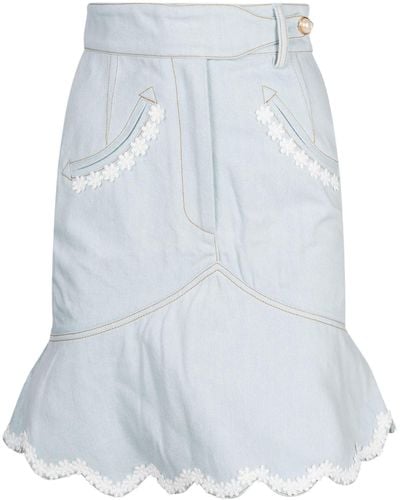 Casablanca Floral High Waist Skirt - Blue