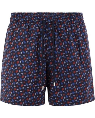 Vilebrequin Stretch Beach Shorts With Patterned Print - Blue