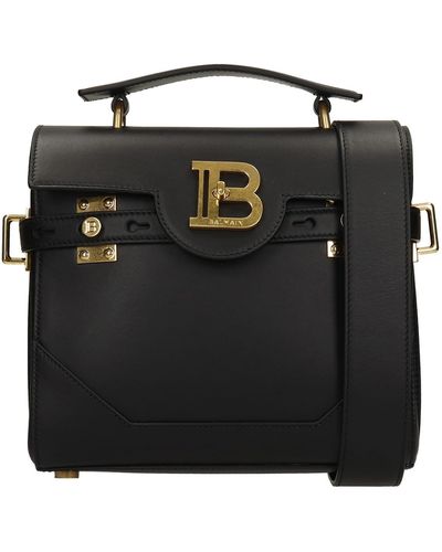Balmain Hand Bag In Leather - Black