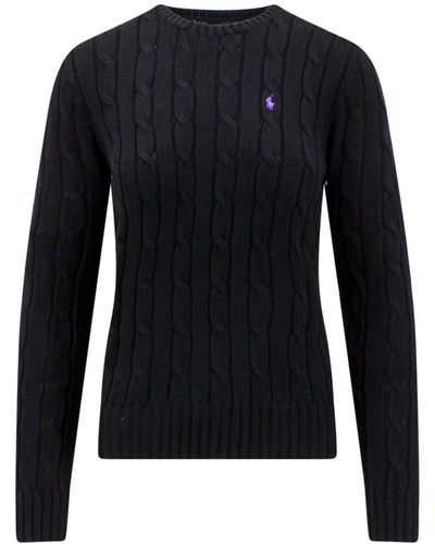 Ralph Lauren Julianna Brand-embroidered Regular-fit Cotton-knit Sweater - Black