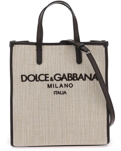 Dolce & Gabbana Textured Canvas Tote Bag - Natural