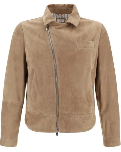 Brunello Cucinelli Leather Jacket - Natural