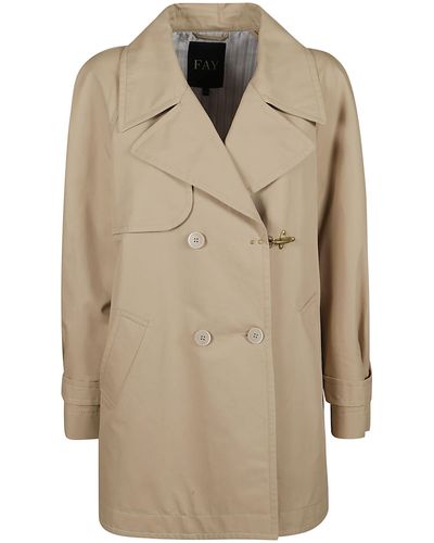 Fay Double-Breasted Short Coat - Natural