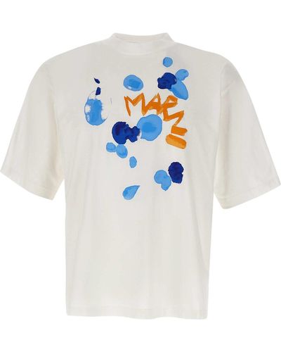Marni Dripping Flower Cotton T-Shirt - White