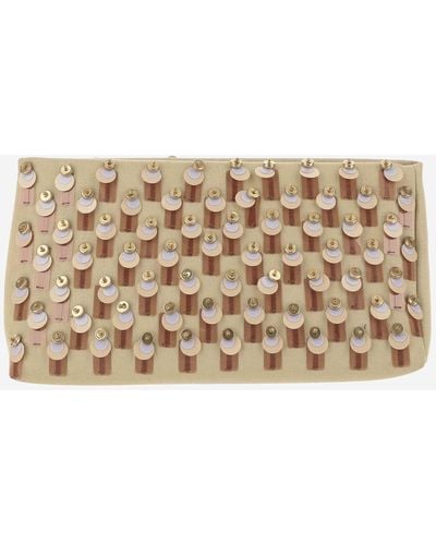 Dries Van Noten Cotton Clutch Bag With Beads - Metallic