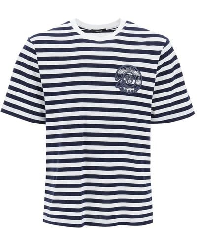 Versace Nautical Stripe T Shirt - Blue