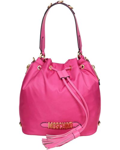 Moschino Bucket In Color Nylon - Pink