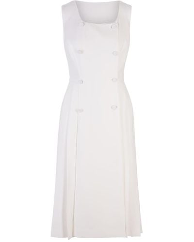 Ermanno Scervino Sleeveless Midi Dress With Buttons - White
