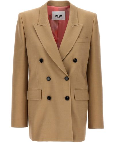 MSGM Double-breasted Blazer Blazer And Suits - Natural