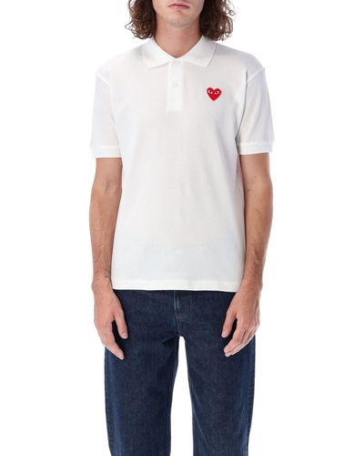 COMME DES GARÇONS PLAY Heart Patch Polo Shirt - White