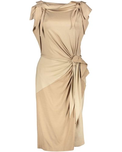 Burberry Silk Midi-Dress - Natural