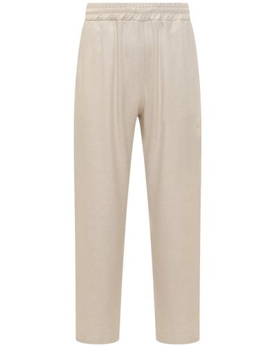 Gcds Wide Linen Pants - Natural