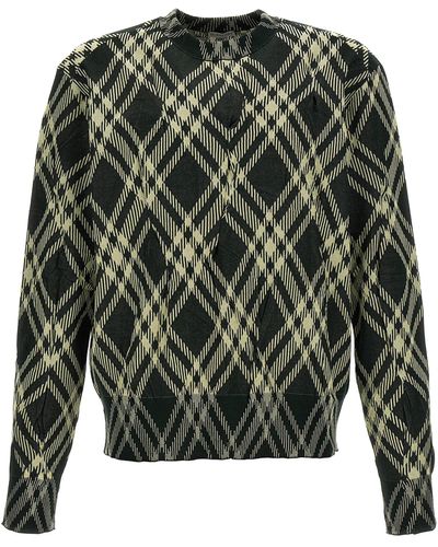 Burberry Check Crinkled Sweater - Gray