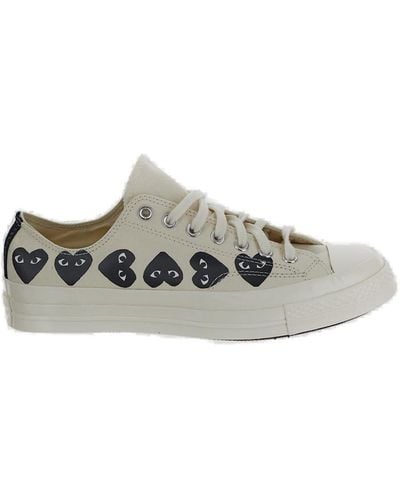 Comme des Garçons X Converse Chuck 70 Heart Printed Lace-Up Sneakers - White