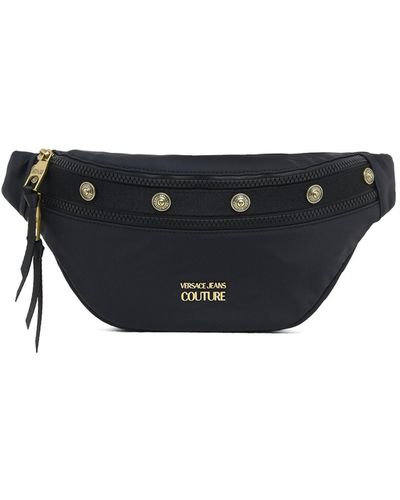 Versace Jeans Couture Fabric Sling Bag With Stud Detail - Black