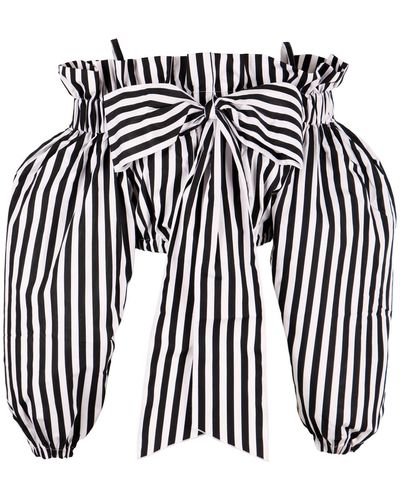 Patou Striped Cotton Blouse - Black
