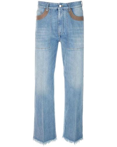 Fendi Light Blue Jeans With Fringes