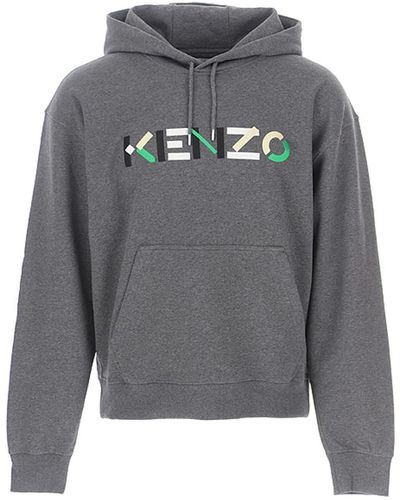 KENZO Logo Hooded Sweatshirt - Gray
