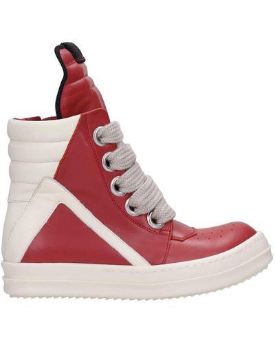 Rick Owens Trainers In Leather - Red