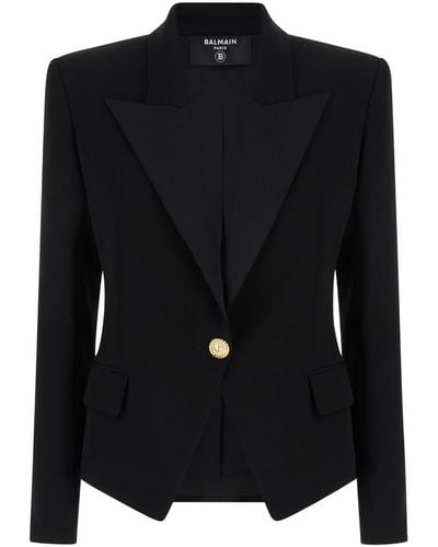 Balmain Single-Breasted Blazer With One Button - Black