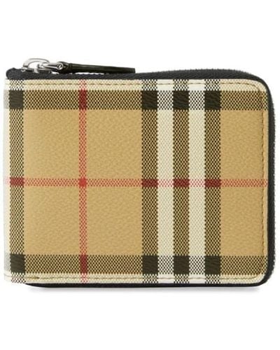 Burberry Checked Zip-around Wallet - Brown