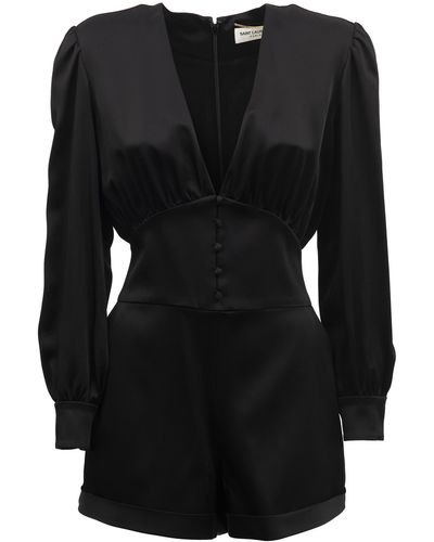 Saint Laurent V-Neck Short Playsuit - Black