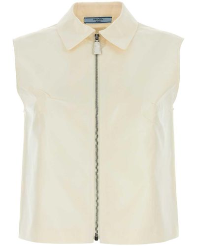 Prada Ivory Faille Top - White