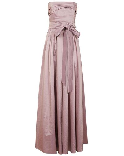 Max Mara Studio Pleated Strapless Dress - Purple