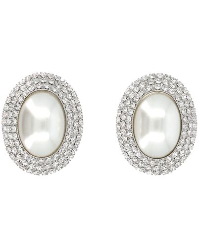 Alessandra Rich Oval With Pearl Earrings - Metallic